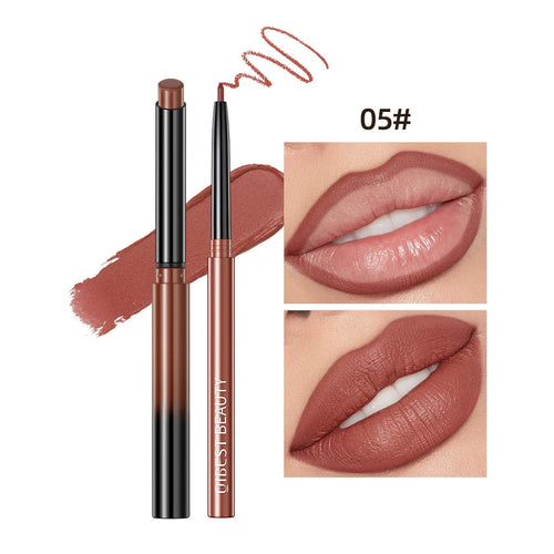 QIBEST Lipstick Pencil Waterproof Sexy Red Nude Purple Matte Tint