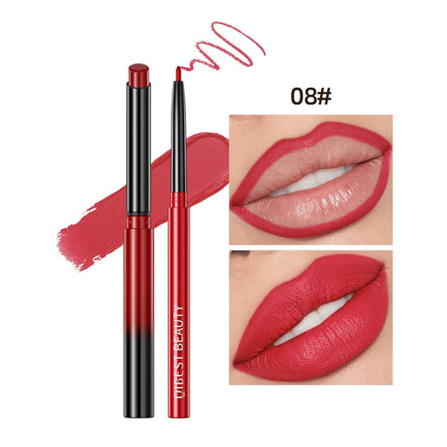 QIBEST Lipstick Pencil Waterproof Sexy Red Nude Purple Matte Tint