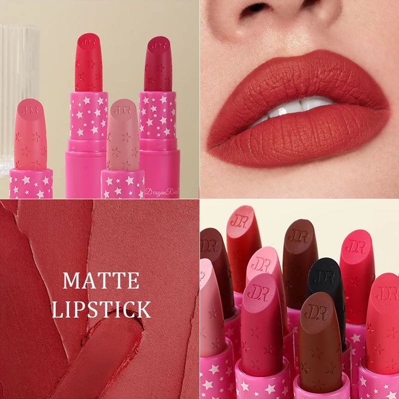 9 Colors Waterproof Rose Red Velvet Matte Lipstick Moisturizing Long