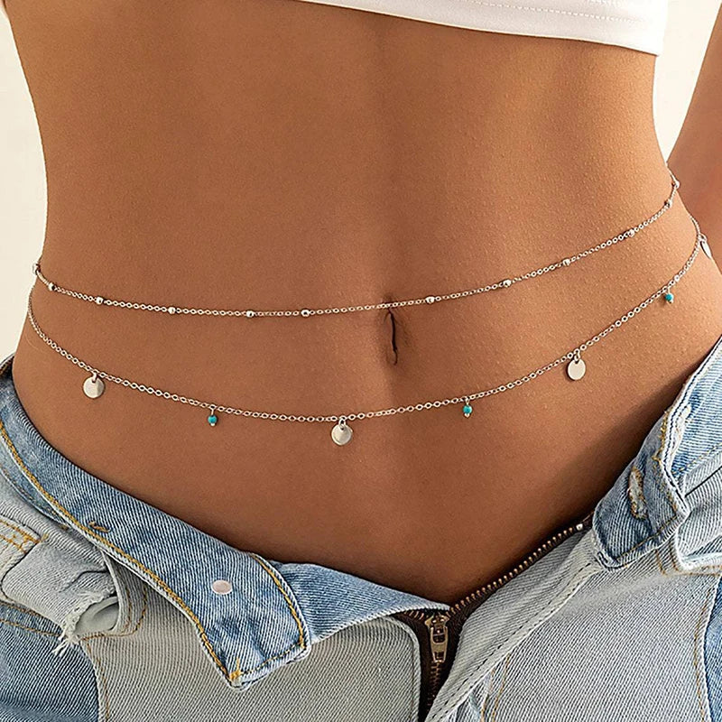Sexy Double Thin Chain Women's Waist Chain Charming Butterfly