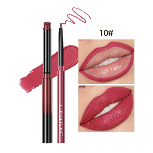QIBEST Lipstick Pencil Waterproof Sexy Red Nude Purple Matte Tint