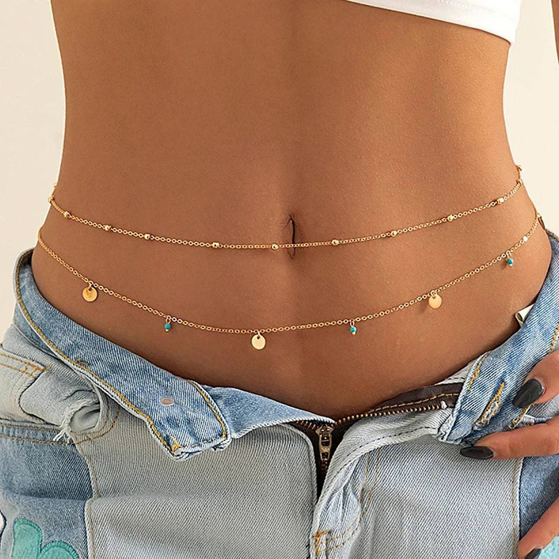 Sexy Double Thin Chain Women's Waist Chain Charming Butterfly