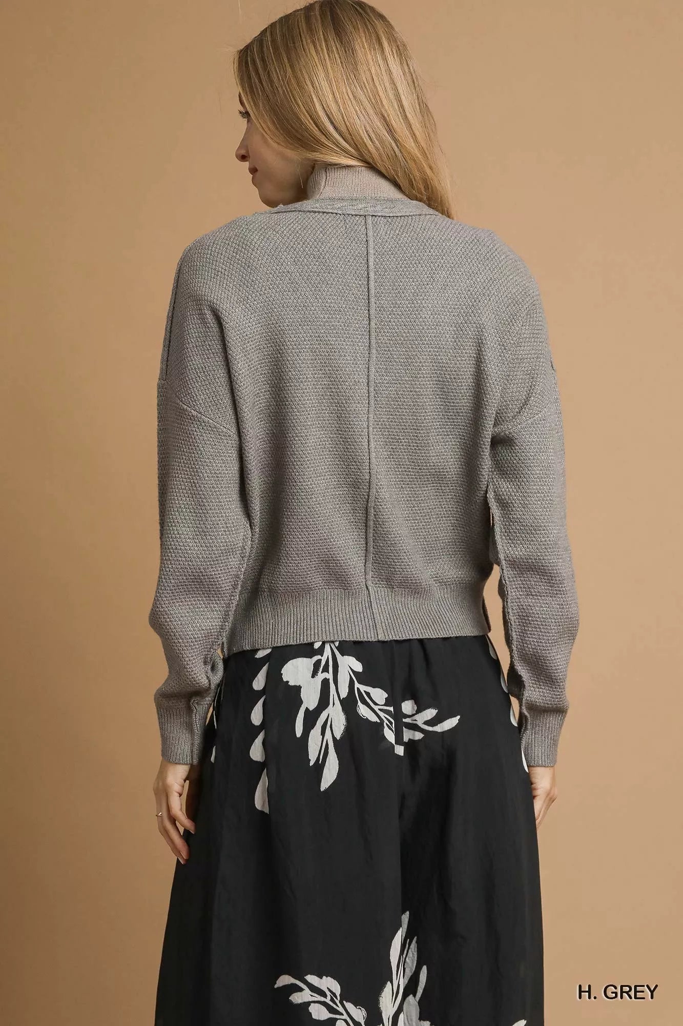 Umgee Chunky Cable Knit V-Neck Button-Up Cardigan