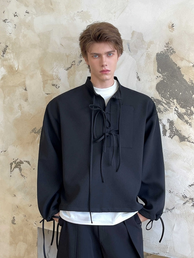 Men's Ribbon Lapel Cardigan Hoodie – Designer Half-Zip Pullover