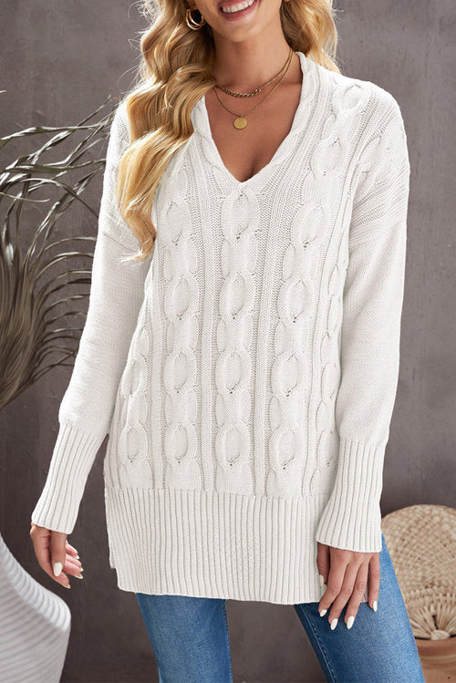 White Oversized Cozy up Knit Sweater