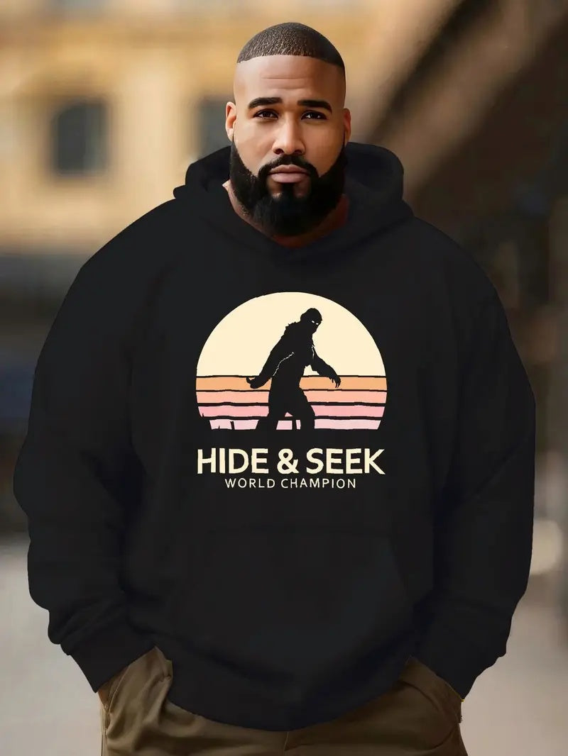 Men's Champion Print Hoodie – Soft Casual Pullover Streetwear