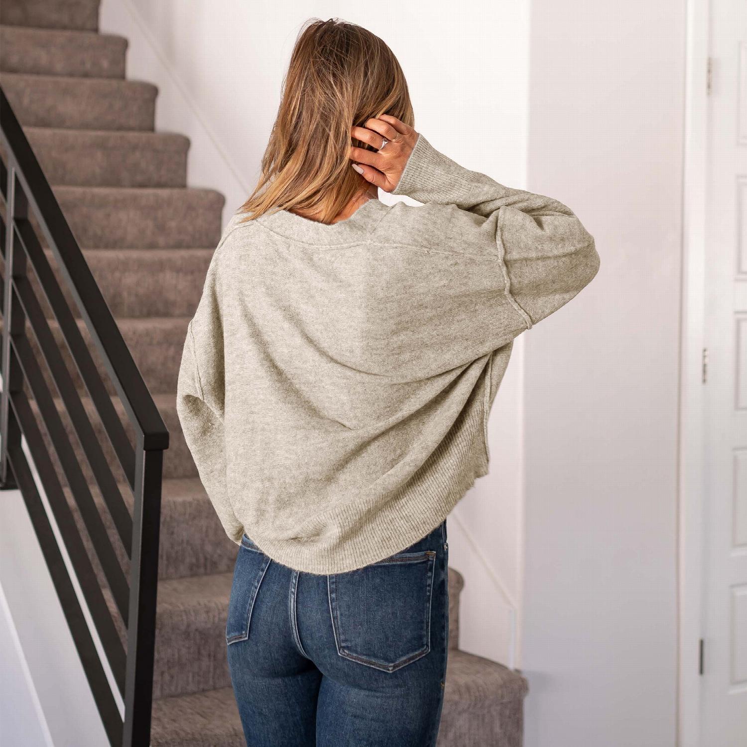 Oversized Hi-low Hem Melange Sweater Cardigan
