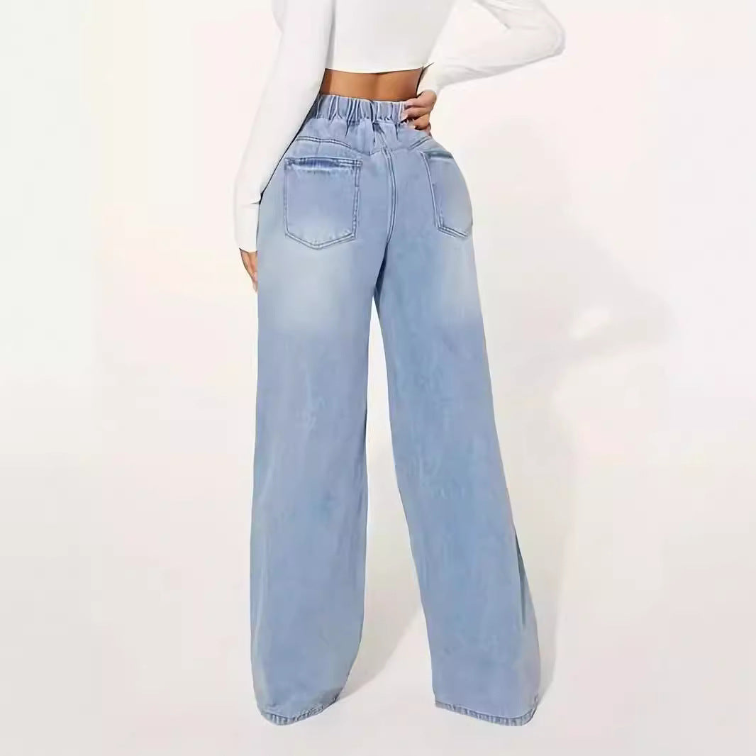 25 Edition – High Waist Drawstring Wide Leg Jeans – Light Blue