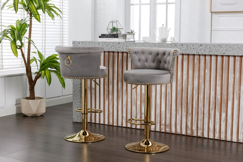 Swivel Bar Stools Set of 2 Adjustable Counter Height Chairs with