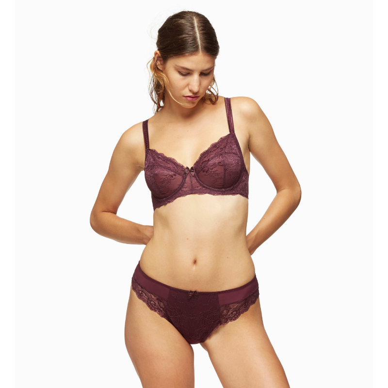 Full Figure Lace Unlined Bra Harlow Elderberry Purple | Blush Lingerie