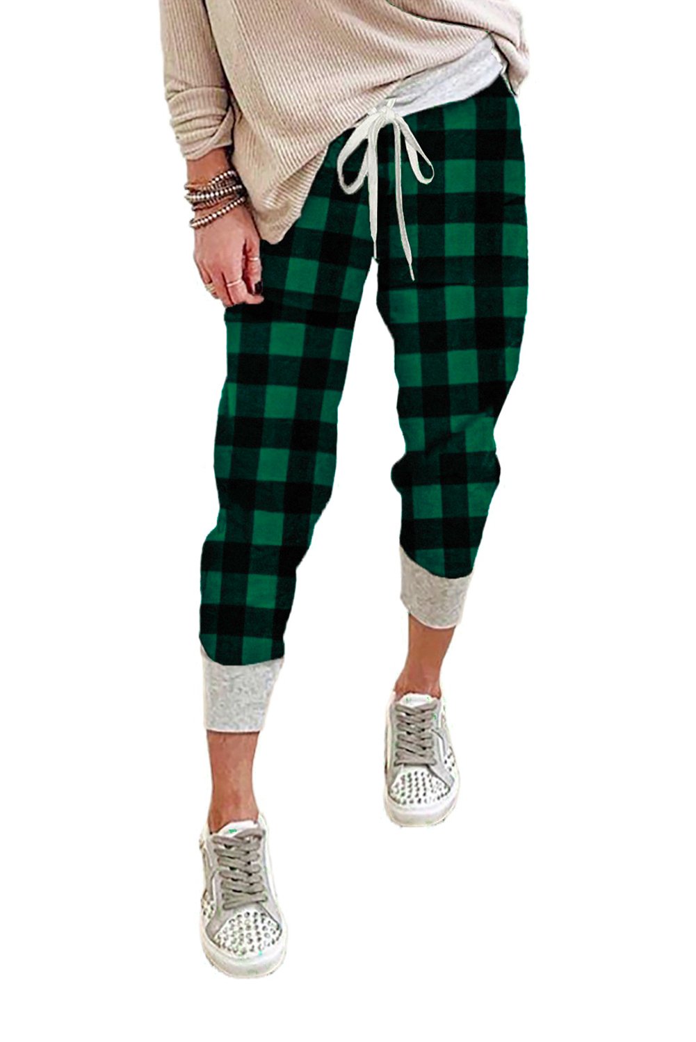 Plaid Drawstring Joggers