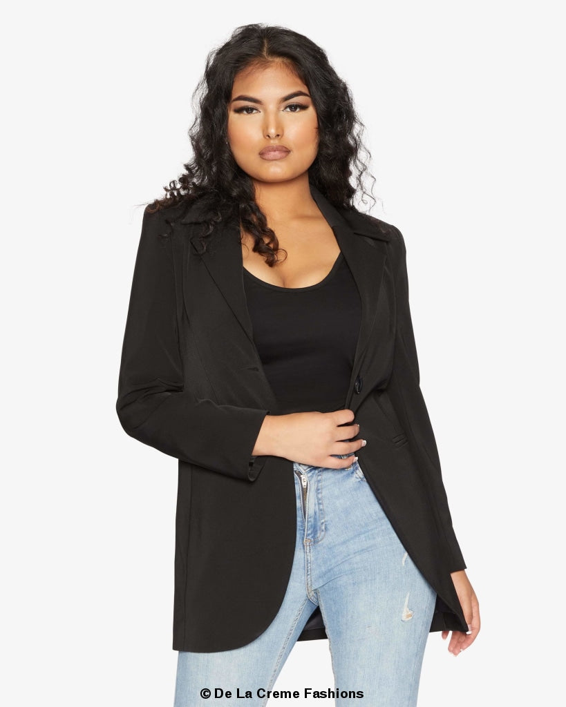 Curved Hem Longline Blazer