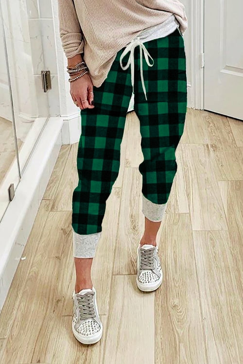 Plaid Drawstring Joggers