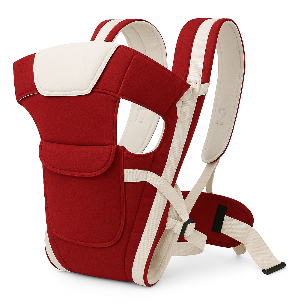 4-in-1 Adjustable Baby Sitting Carrier Bag-Maroon & White