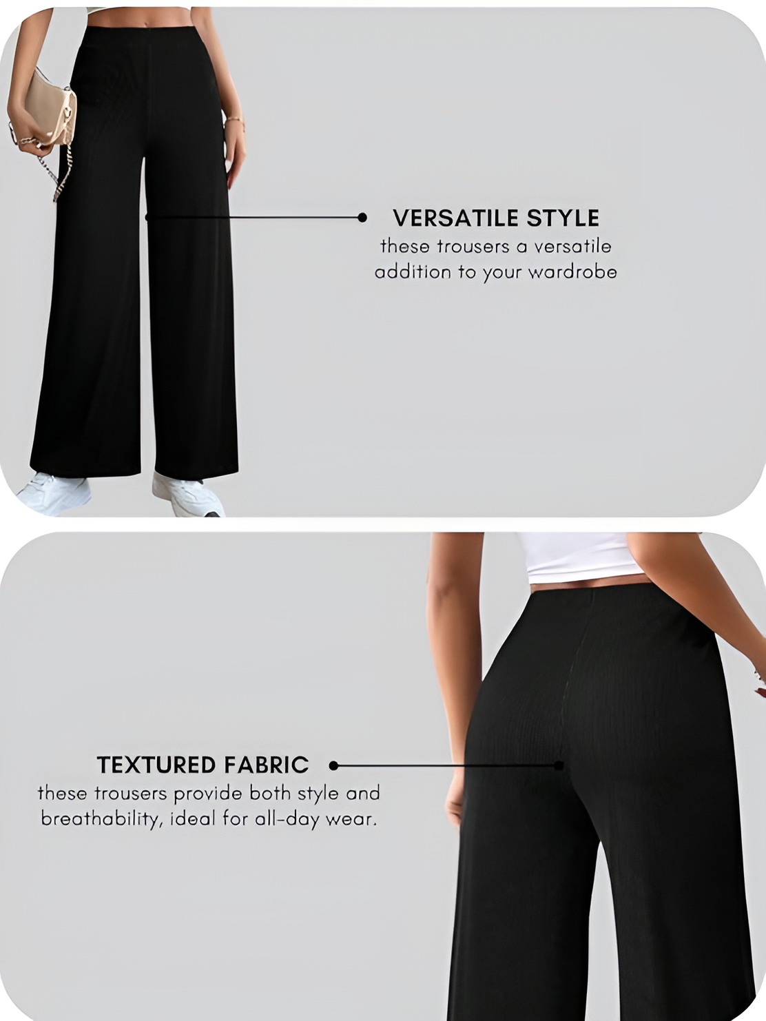Women Korean Trousers | Women High-Waisted Trousers | KOREAN-BLACK-M