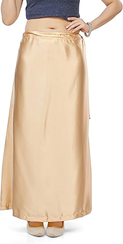 Women's Satin Saree Petticoat Saree Underskirt-Beige (Size-Large)