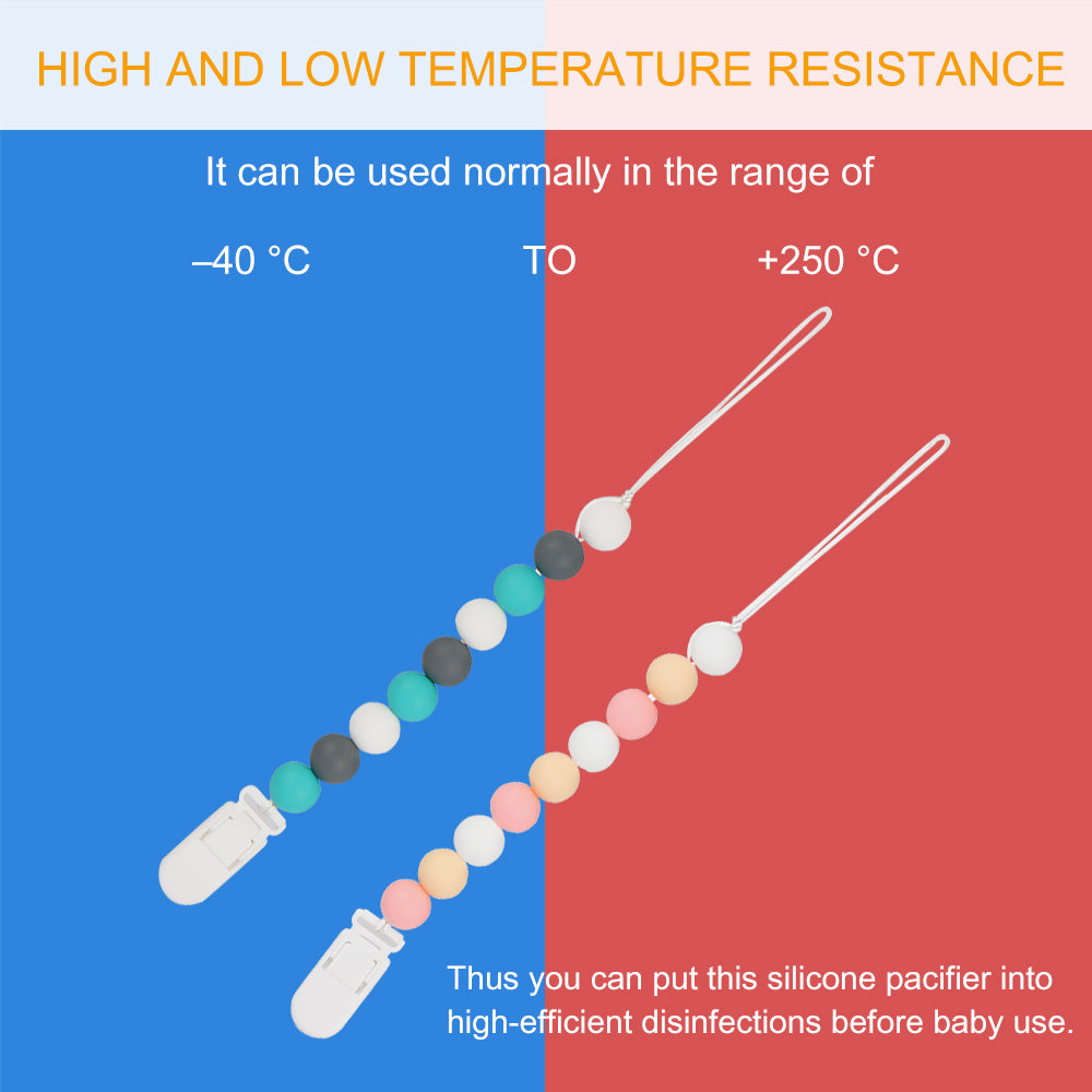 2 Food-grade Silicone Teething Beads Nipple Clip