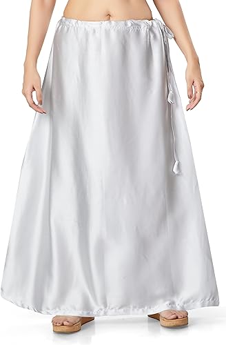 Women's Satin Saree Petticoat Saree Underskirt-Light Grey(Size-Medium)