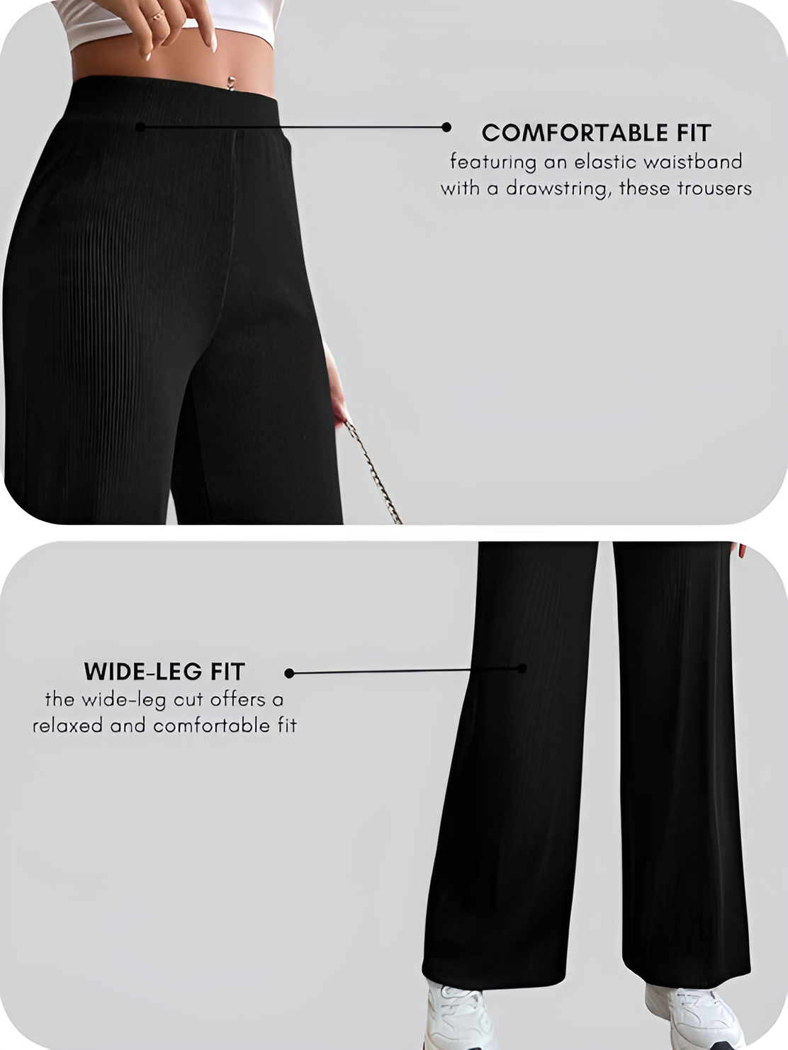 Women Korean Trousers | Women High-Waisted Trousers | KOREAN-BLACK-M