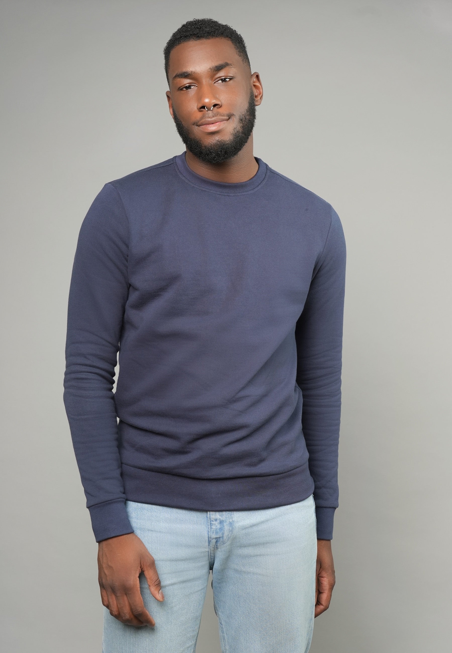 Plain blue sweatshirt