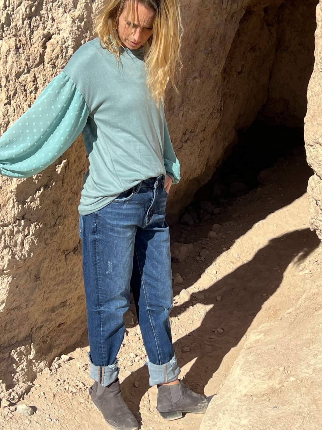 Mint Swiss Dot Super Soft Top