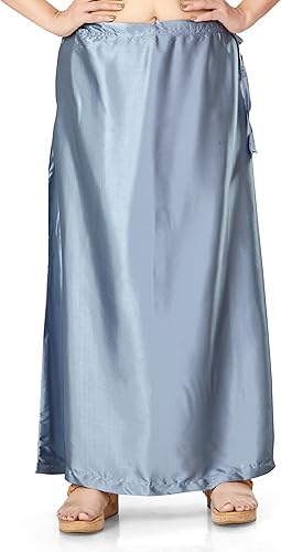 Women's Satin Saree Petticoat Saree Underskirt-Dark Grey (Size-Medium)