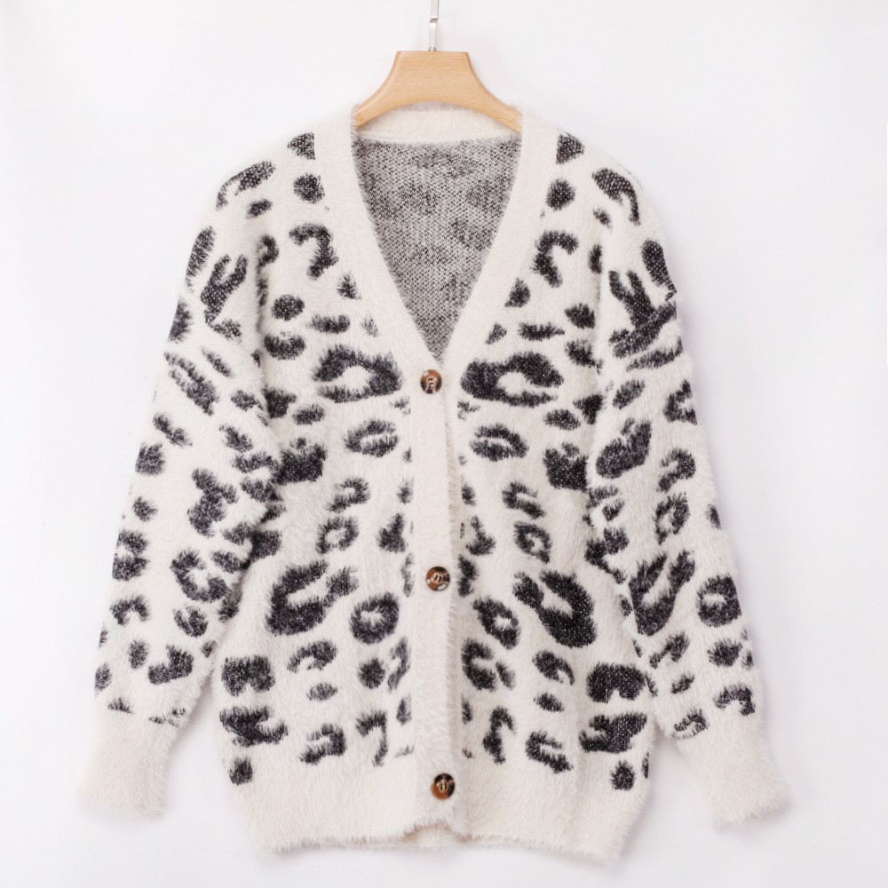 UrbanFur™ – Long Sleeve Leopard Knit Cardigan