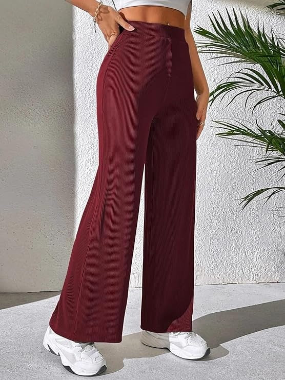 Women Korean Trousers | Women High-Waisted Trousers | KOREAN-MARRON-S