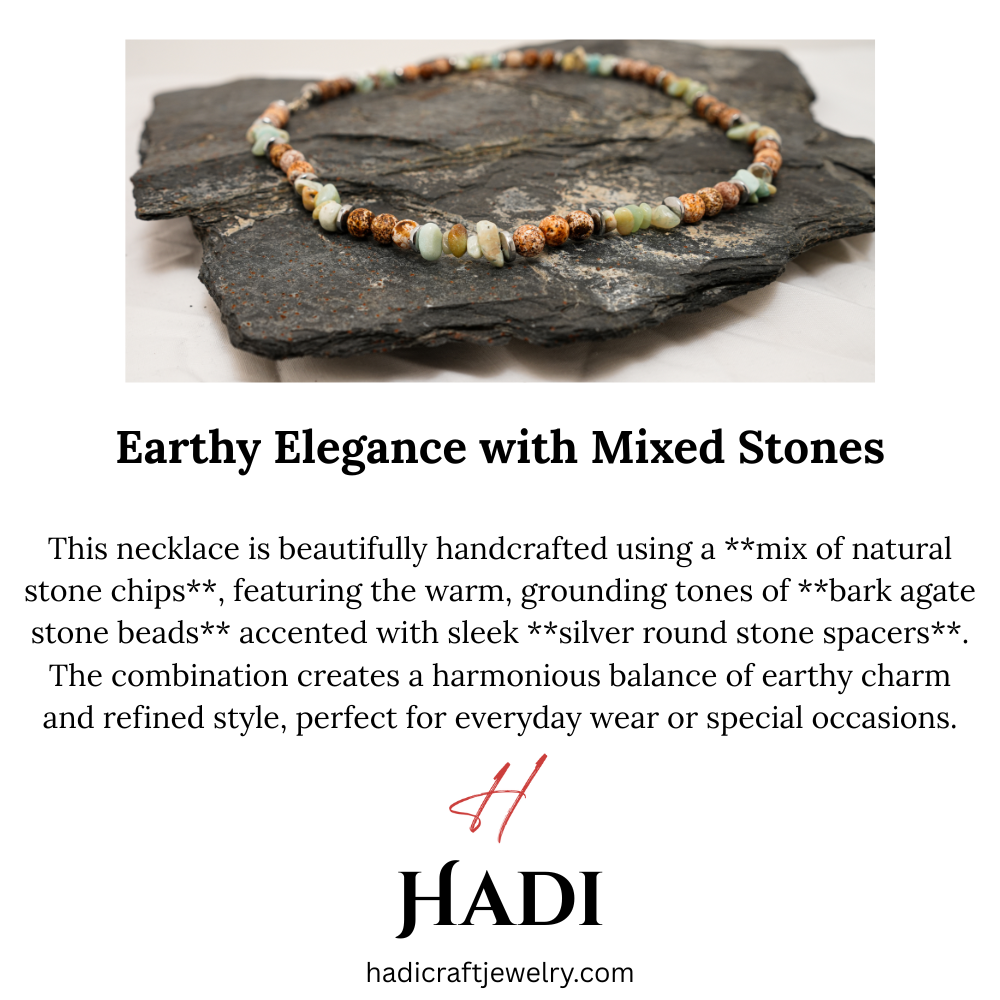 Necklace Natural Agate stone, Multi color Stone necklace