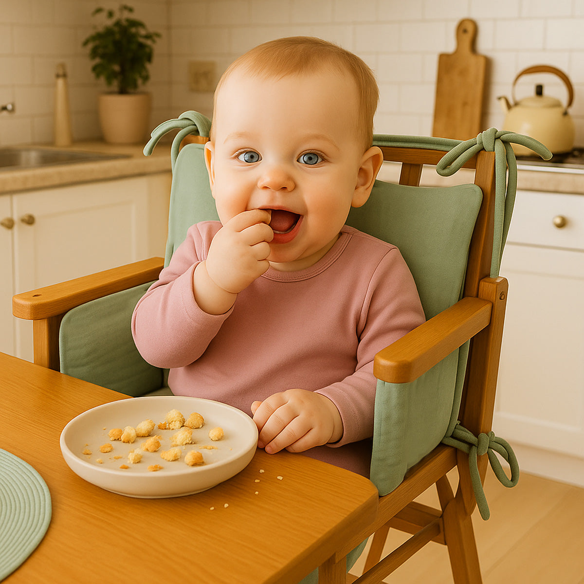 Cushion High Chair in Organic Cotton - Green