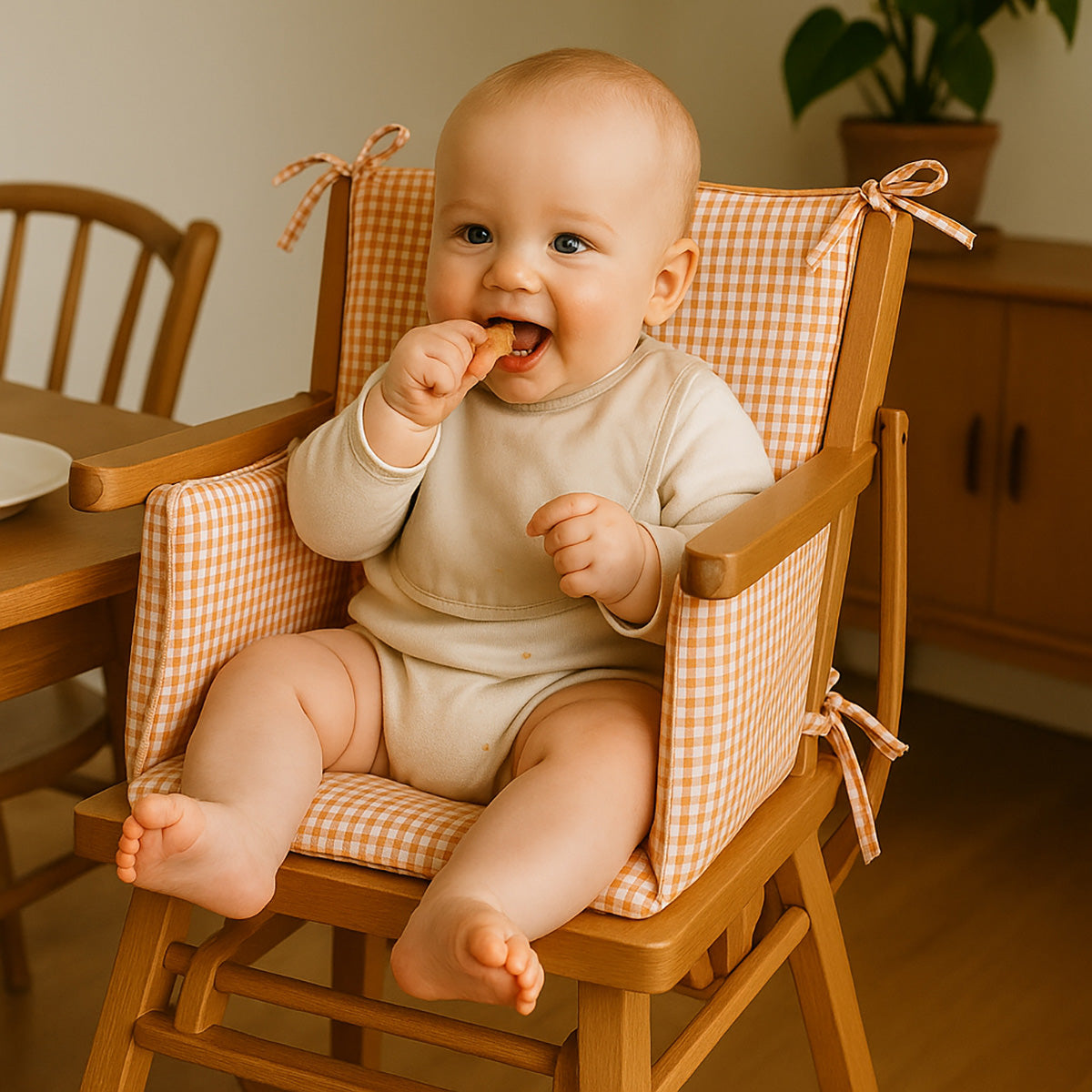 Cushion High Chair in Organic Cotton - Vichy