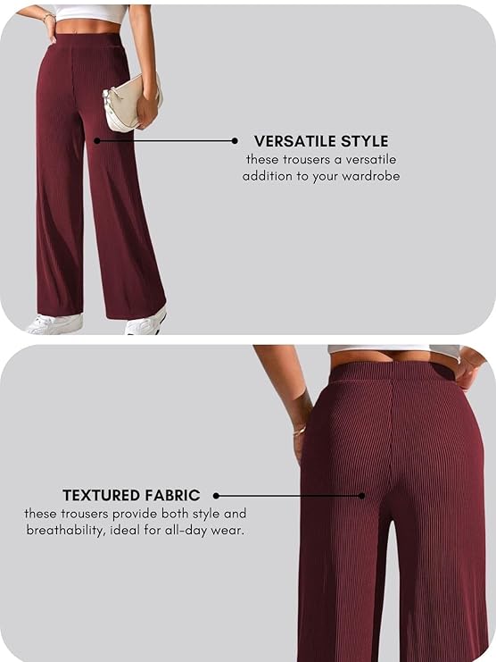 Women Korean Trousers | Women High-Waisted Trousers | KOREAN-MARRON-L