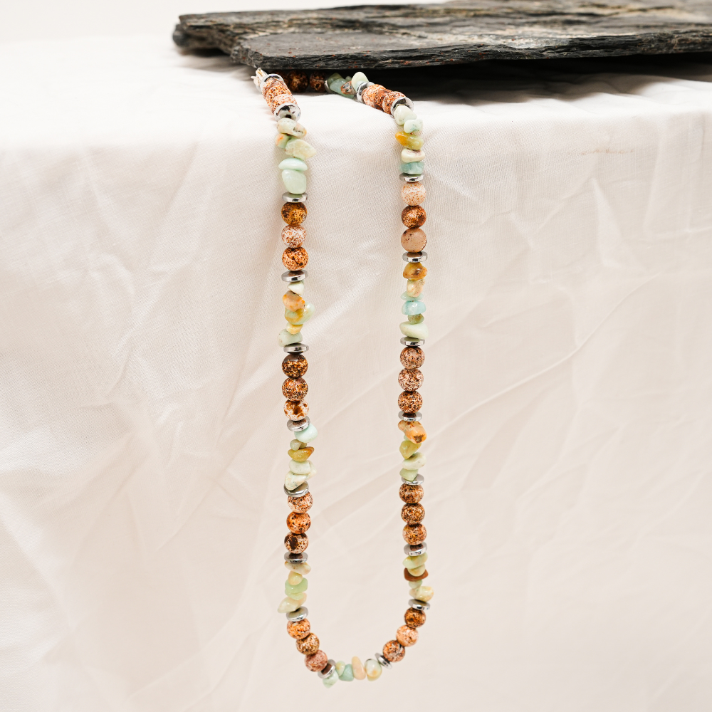Necklace Natural Agate stone, Multi color Stone necklace