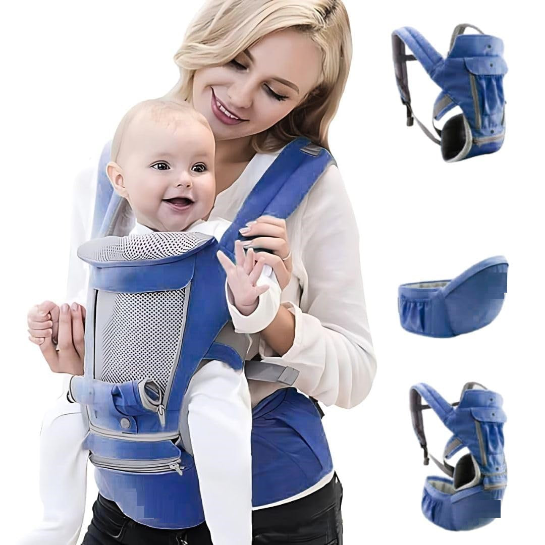 New-Born Baby | 5 Carry Positions Carrier bag-Blue & Grey
