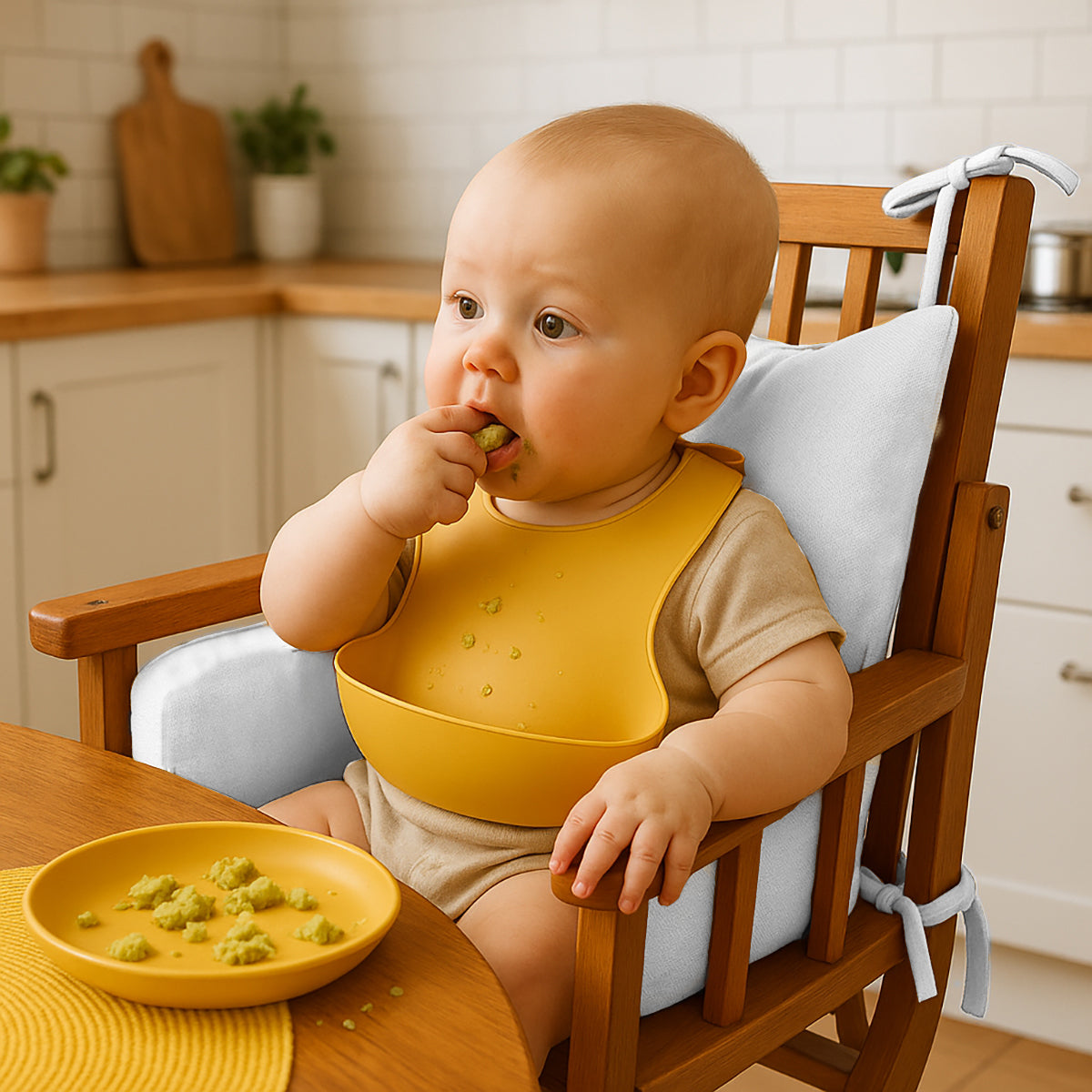 Cushion High Chair in Organic Cotton - White
