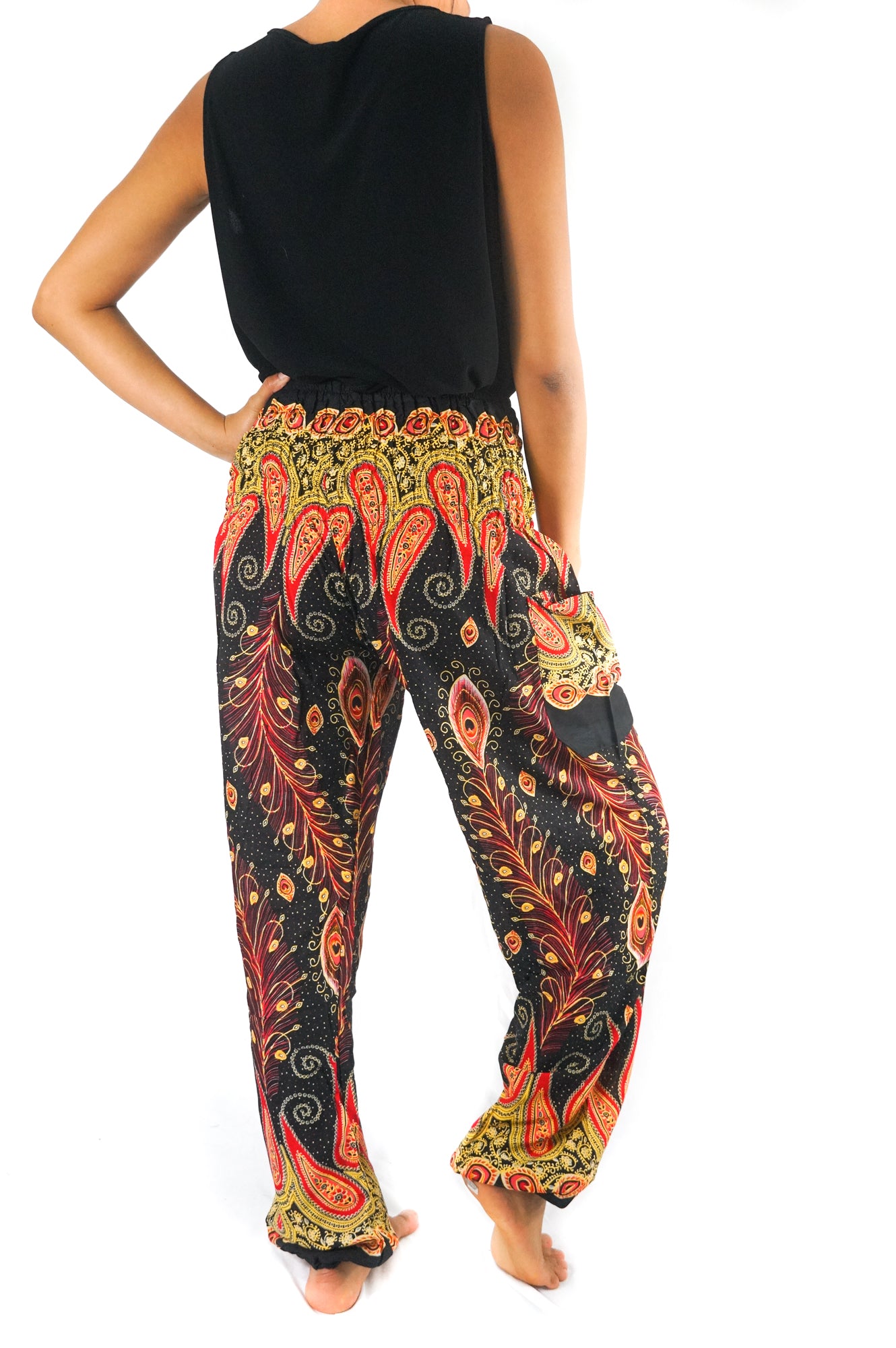 Black Peacock Boho Hippie Gypsy Pants