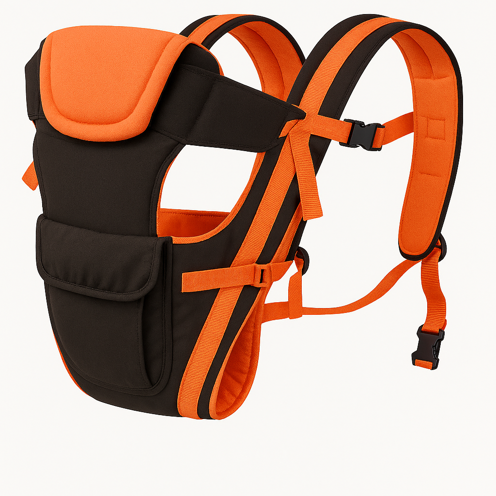 4-in-1 Adjustable Baby Sitting Carrier Bag-Black & Orange