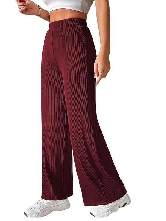 Women Korean Trousers | Women High-Waisted Trousers | KOREAN-MARRON-S