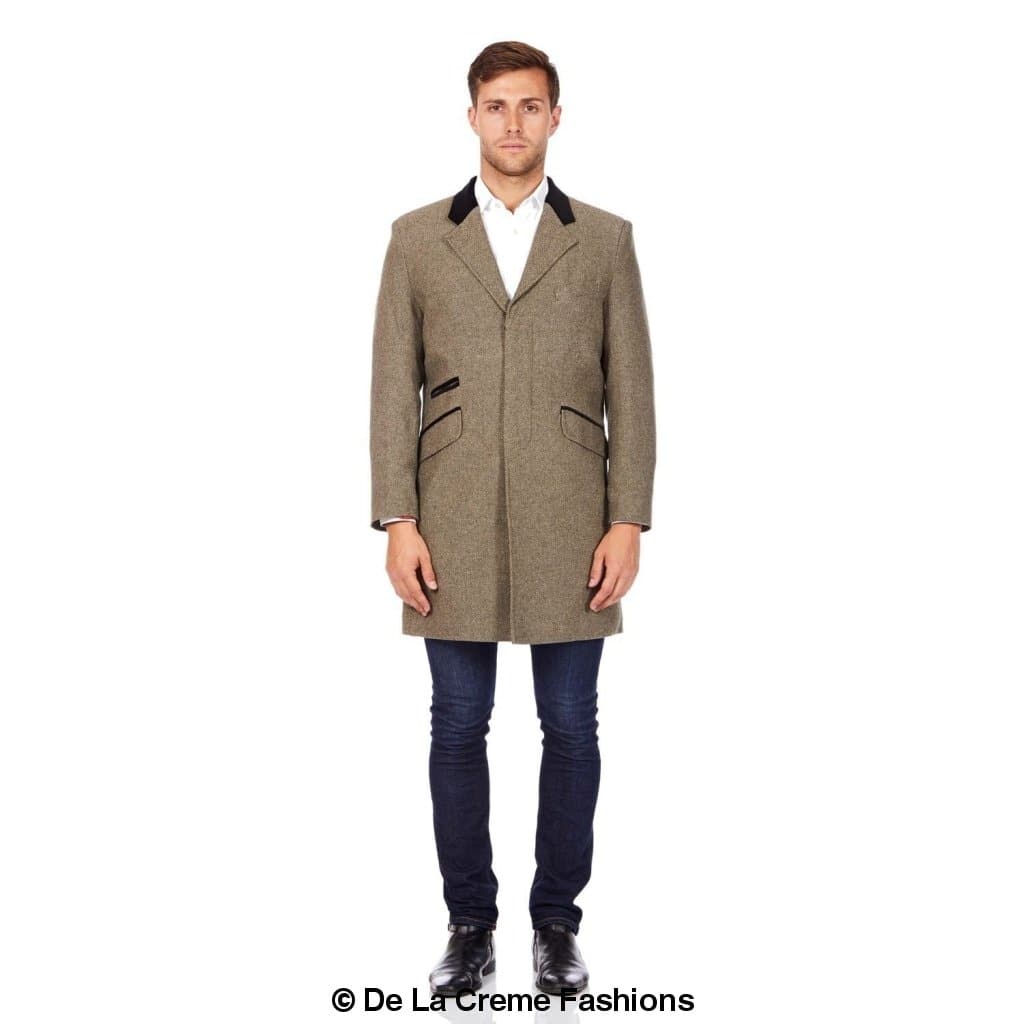 De La Creme MAN - Herringbone Design Retro Mod Coat