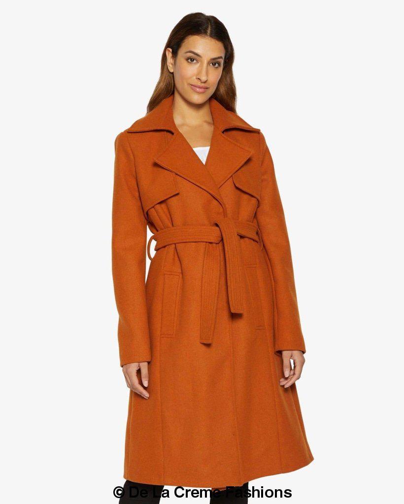 Dina Lapel Collar Duster Coat With Belt