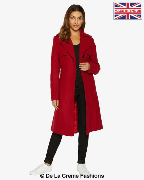Dina Lapel Collar Duster Coat With Belt