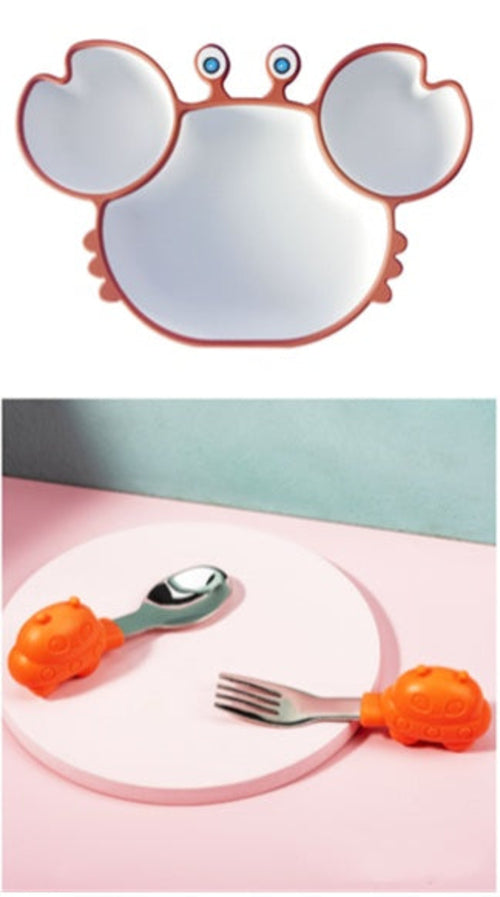 Silicone Baby Dishes for Children's Tableware Plate Non-slip Baby