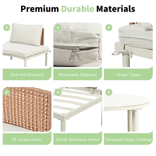 6-Piece Patio Sofa Furniture Set, Half Moon Outdoor Sectional Sofa