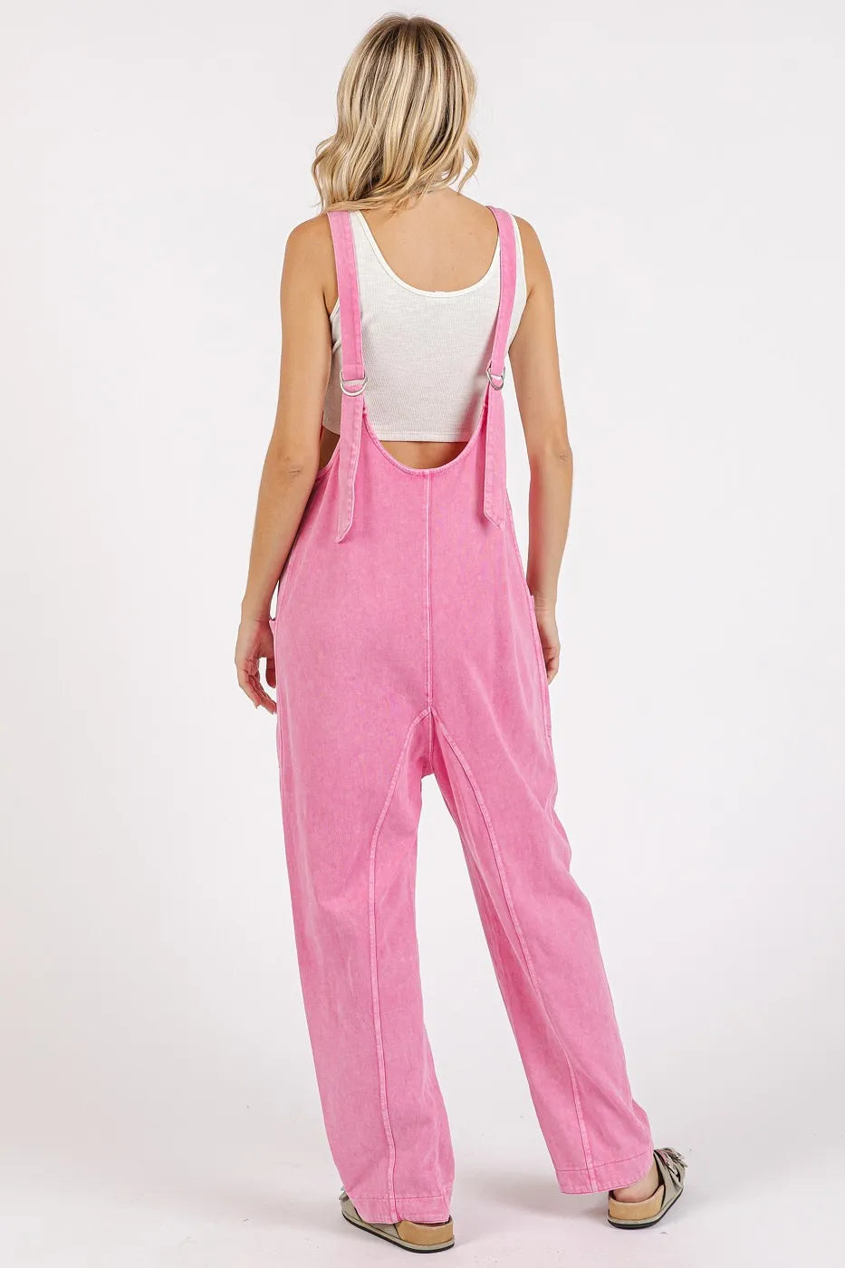 Mittoshop Mineral Wash Relaxed Fit Sleeveless Harem Jumpsuit