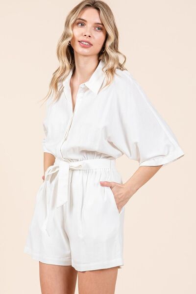Mittoshop Tie Waist Half Sleeve Romper