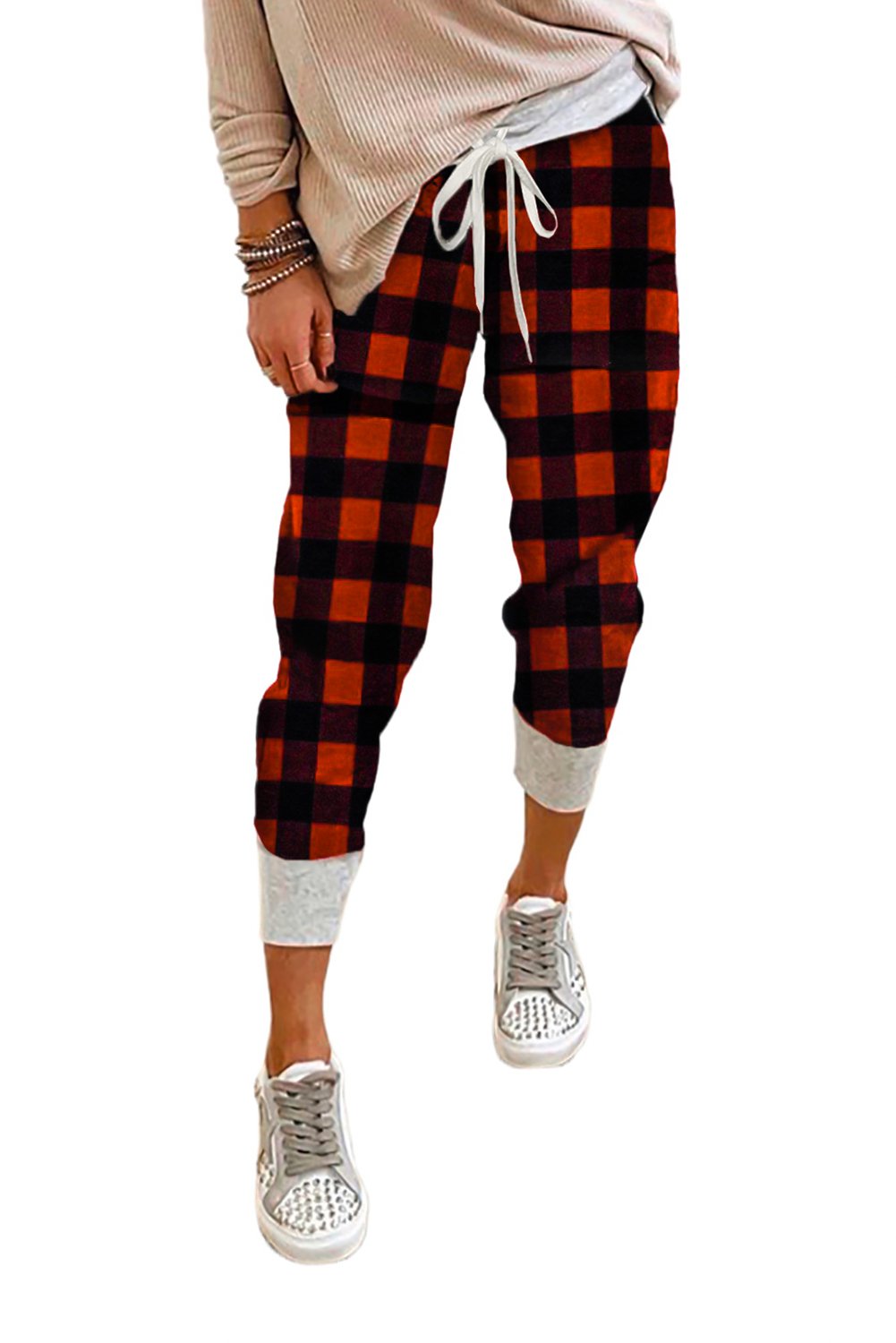 Plaid Drawstring Joggers