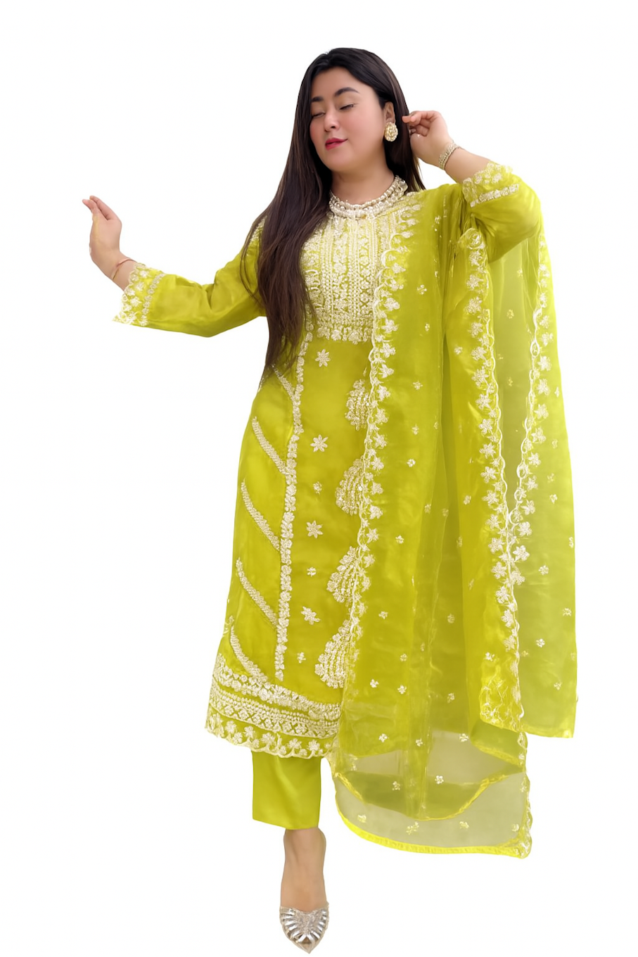 Women Festive Wear Kurta Set-Light Green (Size-S) | D152