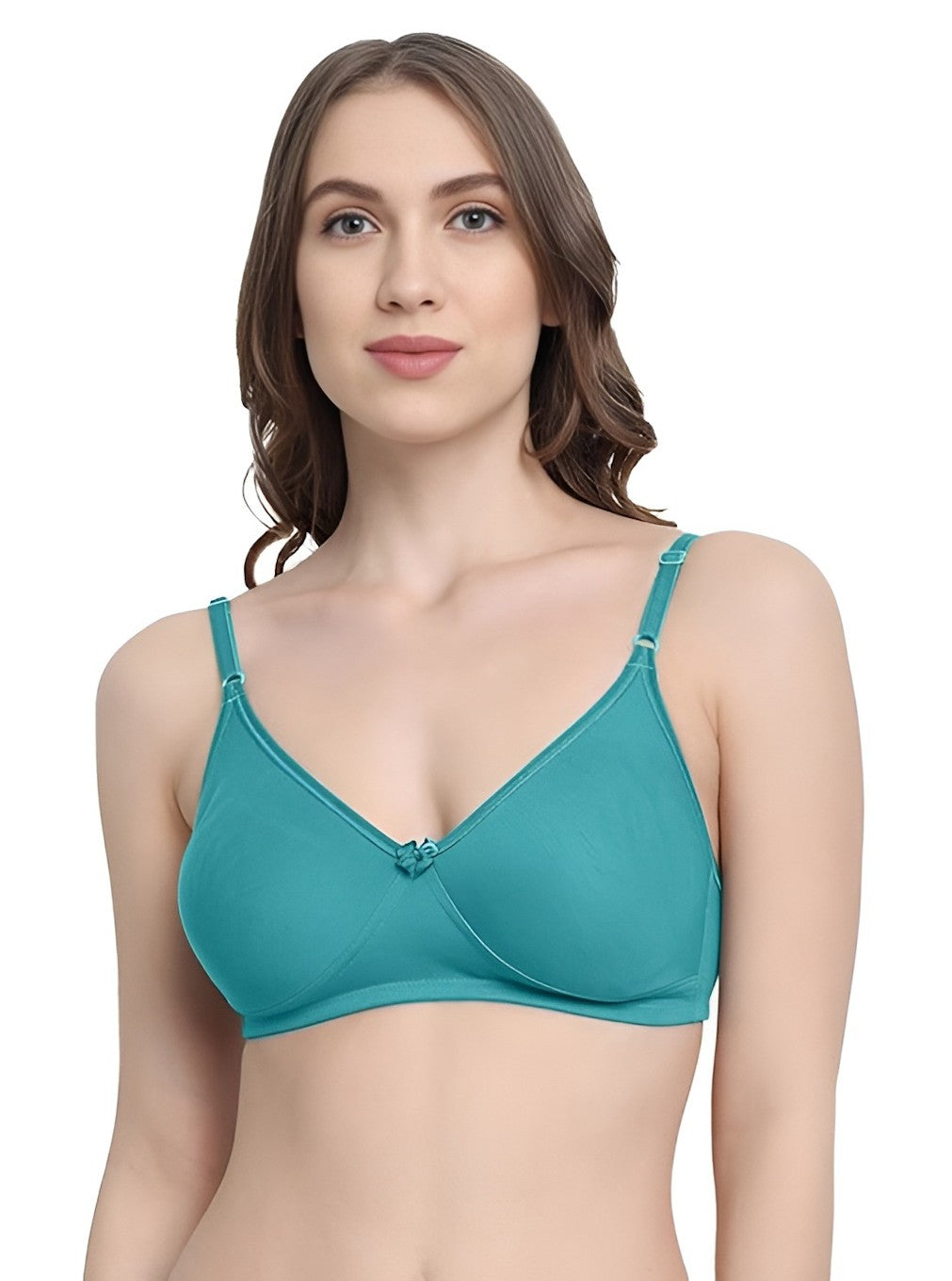 Non-Padded Full Coverage Cotton Bra-Teal (Size-32C)