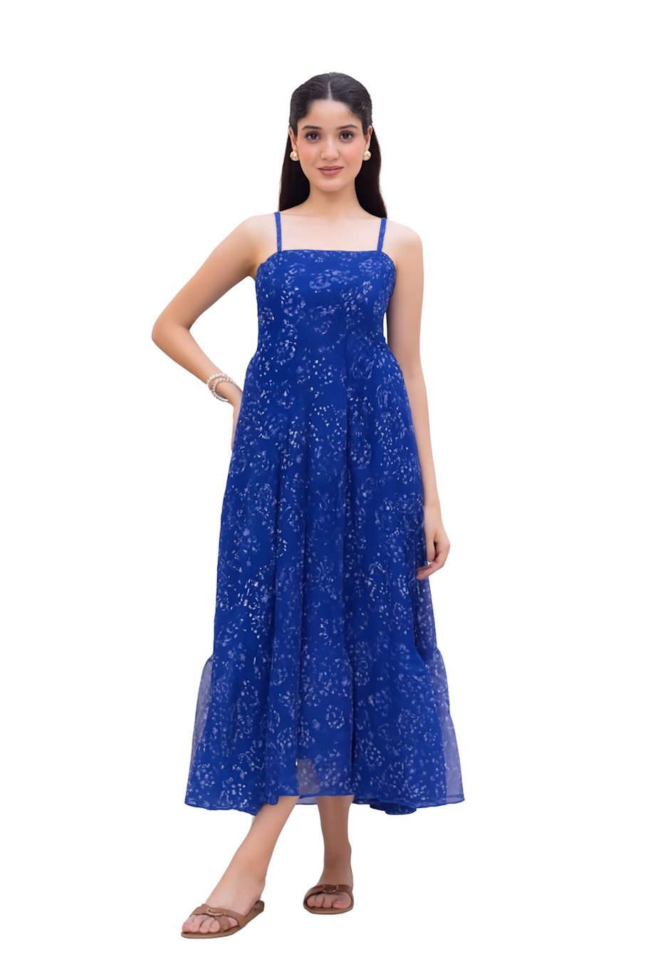 Embroidered Designer Gown for Women-Blue (Size-S) | D114