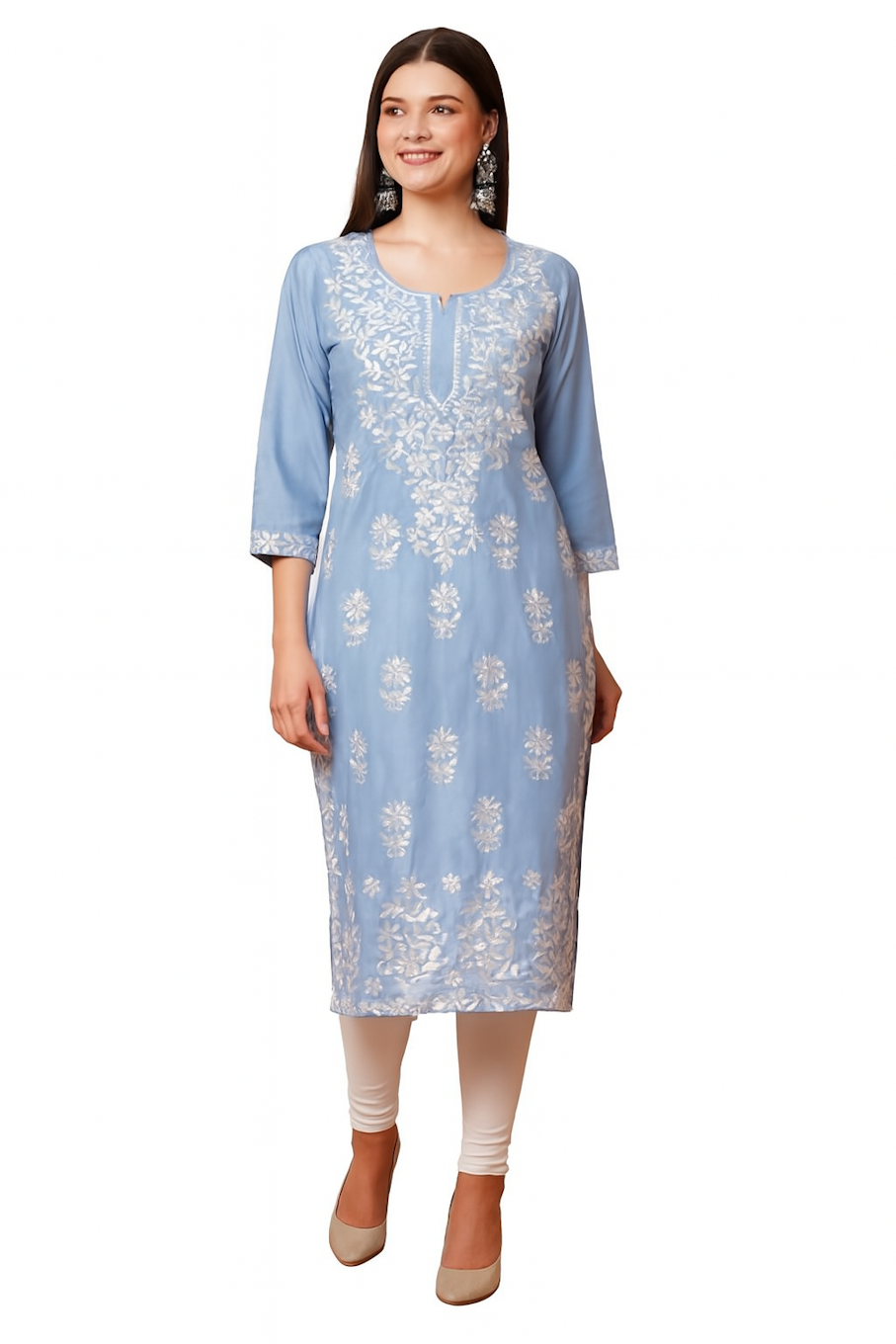 Women Festive Wear Kurta Set-Blue (Size-L) | D172